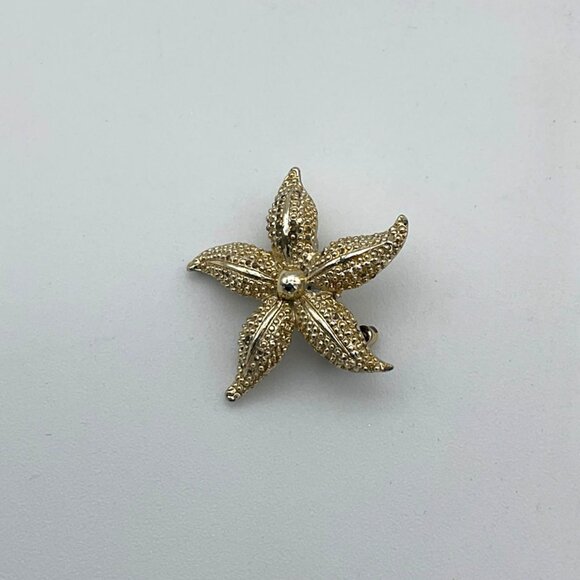 Cerry's Gold Tone Vintage 1960s Mini 1 inch Starfish C Clasp Pin Brooch - Picture 1 of 3